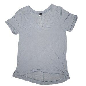 We The Free Light Blue Short-Sleeve V-Neck Tee shirt burn out tee medium